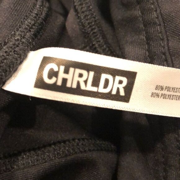 Chrldr Black Full Length Leggings with White Mini Symbols - Size L - Picture 4 of 5